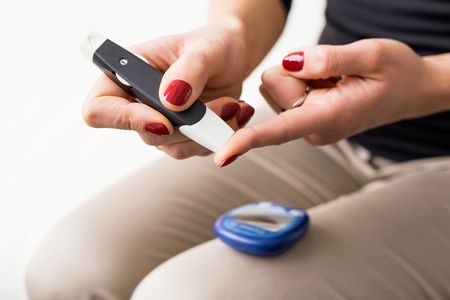 woman testing her blood glucose levels, Compounding Pharmacy For Diabetes